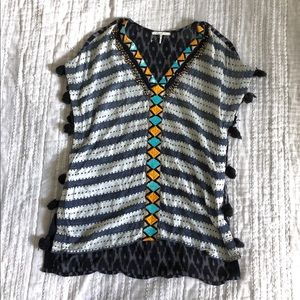 Anthropologie Summer Sequin Embellished Top